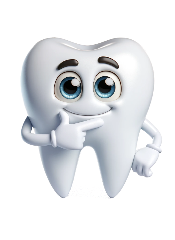 Tooth character with hand on chin thinking