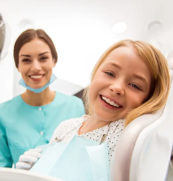 Orthodontist's assistant and patient