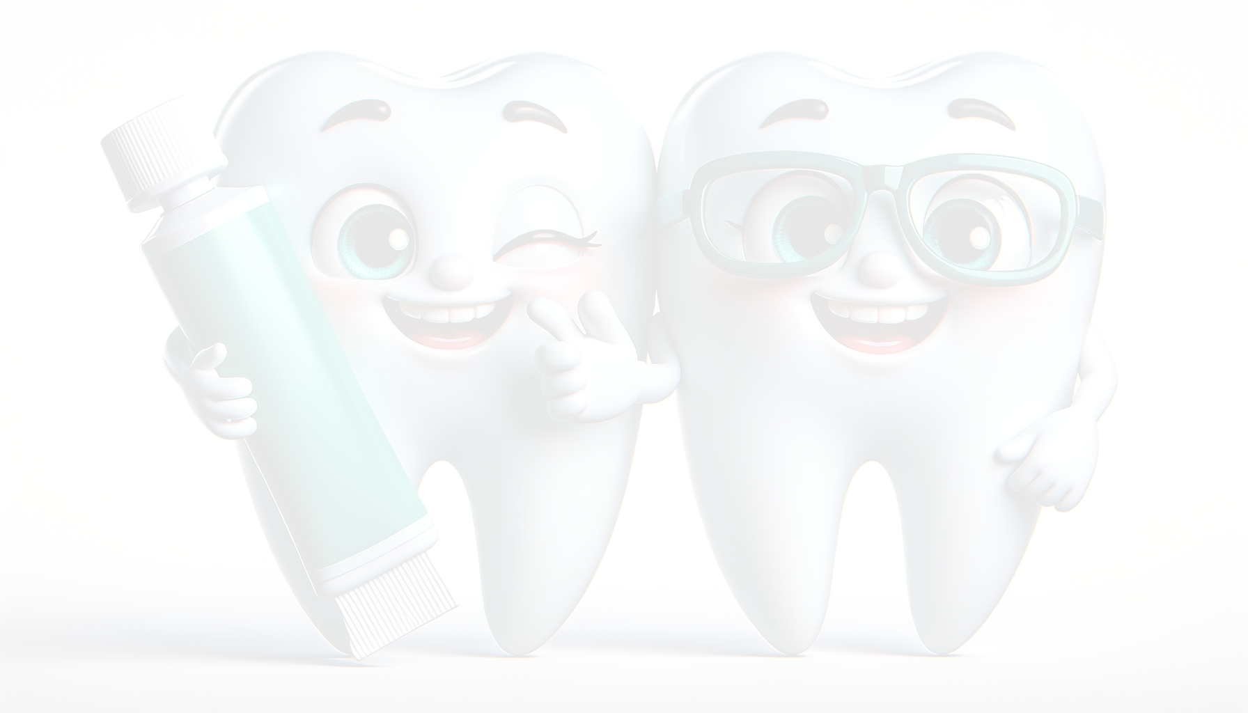 tooth characters smiling with toothpaste